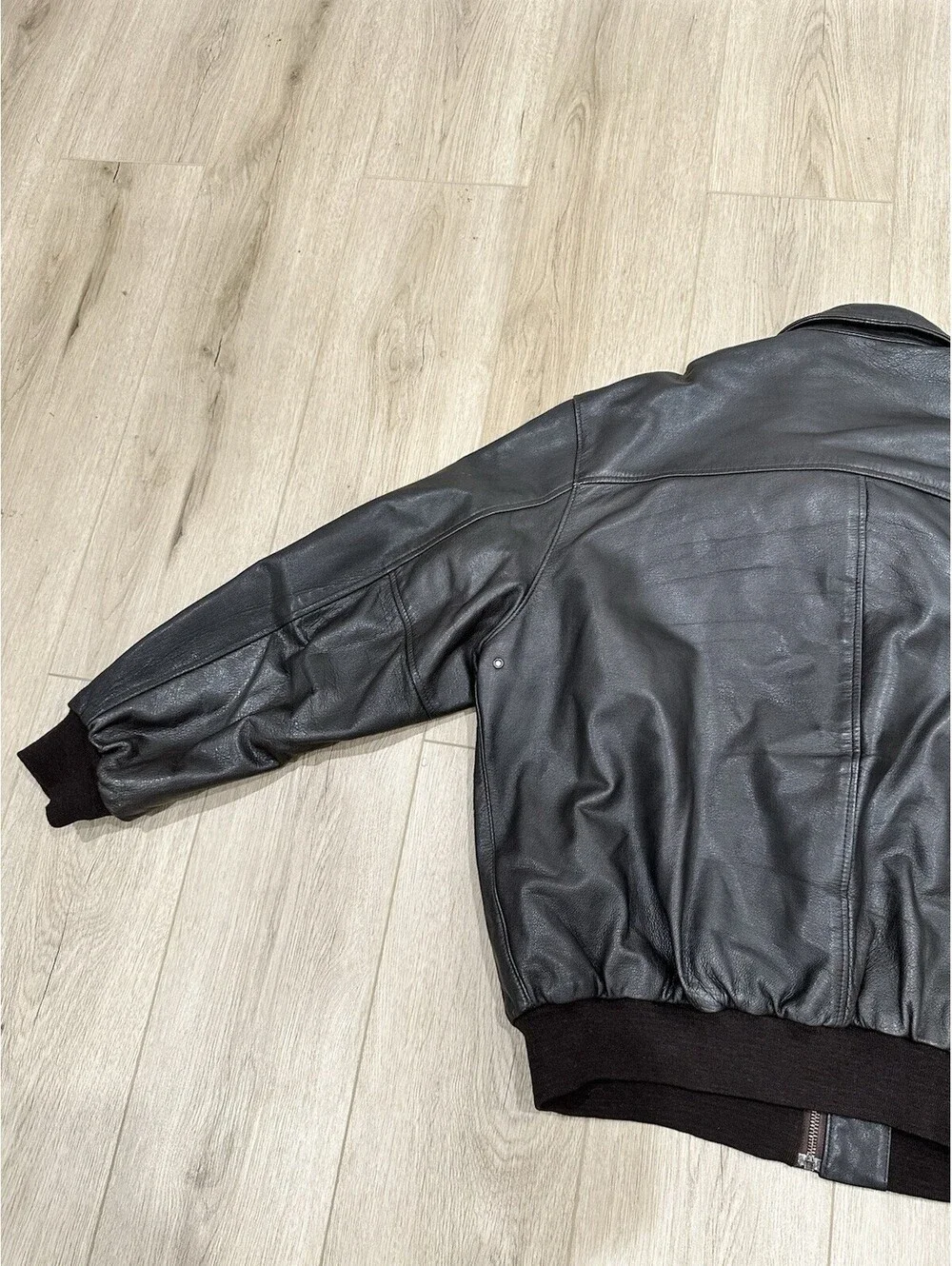 Vintage LL Bean Leather Bomber Jacket Mens XL Brown Flight Coat